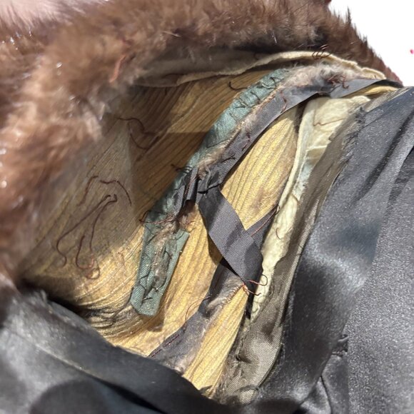 VINTAGE 50s I. MAGNIN Full Length Demi Buff MINK FUR COAT Mahogany Shawl Collar - Picture 10 of 11